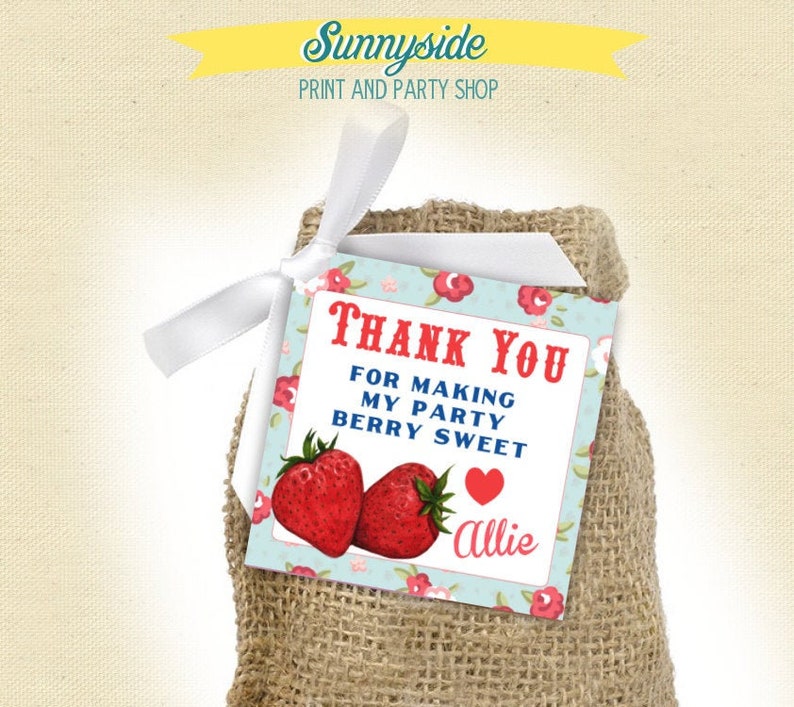 Berry Sweet / Berry Farm Birthday / Thank You Favor Tags Printable image 1