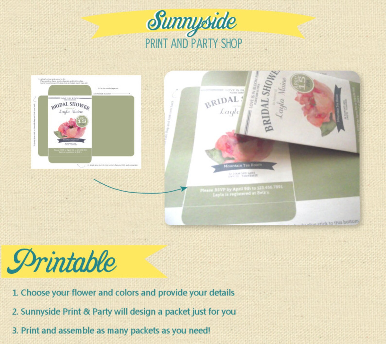 CUSTOM Printable Seed Packet Favor DIY Wedding / Bridal | Etsy