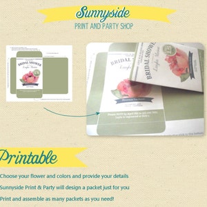 May include: Printable template for a bridal shower invitation. The template features a floral design with a pink flower and green leaves. The text on the template reads "Bridal Shower" and "Layla Maine".
