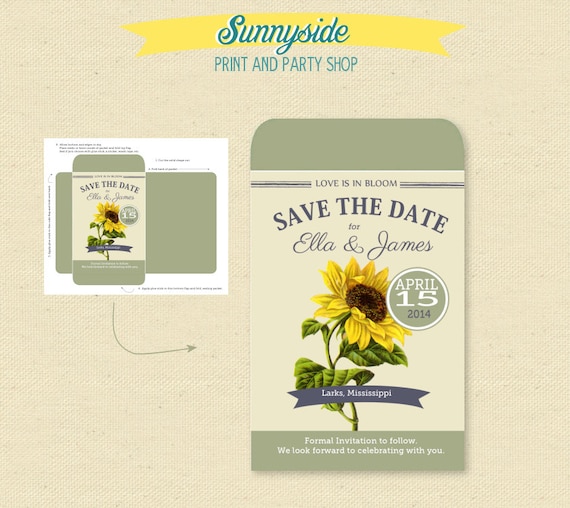 seed packet SAVE the DATE, printable save the date, you choose flower & colors, DIY, sunflower, garden wedding, veggie, herb, seeds Il_570xn