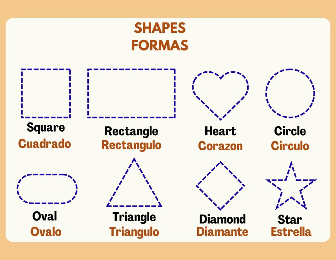 Bilingual Shapes Tracing Worksheet | English Spanish Printable ...