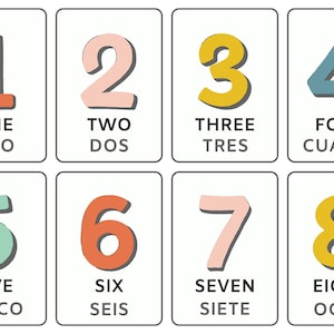 Bilingual Number Flashcards 1–20 | English Spanish Numbers | Printable Preschool Learning | Counting Cards | Instant Download