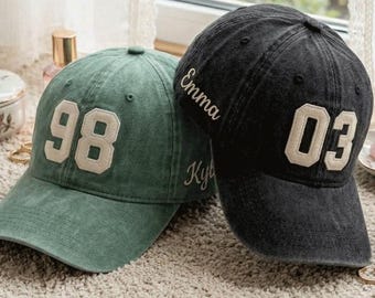 Embroidered Custom Jersey Number Vintage Trucker Hat, Personalized Sports Number Cap, Player Number, Personalized Sports Mom Hat