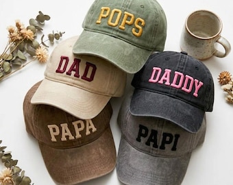 Custom Embroidered Washed Cotton Dad Pops Grandpa Papa Baseball Cap, Father Day Gift