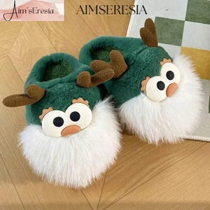 Pantuflas navideñas de ciervo para mujer: un regalo cálido y acogedor para el hogar.