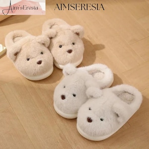 Teddy Bear Plush Slippers: Cozy Women&#39;s Furry House Shoes