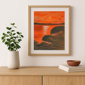 Sunset painting - Handmade painting - unique work - wall decoration - handmade painting - acrylic canvas - 30*24 cm