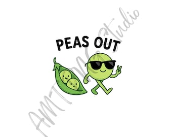 Funny "Peas Out" PNG: Cartoon Pea Pod Clipart (Digital Download)