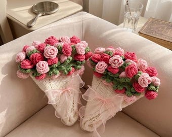 Crochet Flower Bouquet Blanket 55cm, Handmade Crochet Rose Bouquet Blanket, Mother’s Day Gift, Wedding Gift, Gift For Her, Valentines Gift