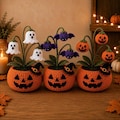 Crochet Halloween Pumpkin Ghost Pot, Spooky Pumpkin Decor, Ghost Flower Pot, Halloween Desk Decor, Handmade Gothic Home Decor,Halloween Gift product logo