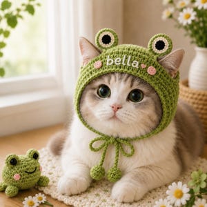 Personalisierte häkeln Katzenhut, benutzerdefinierte Haustier Hut, handgemachte Katzenzubehör, niedlichen Haustier Kostüm, Geschenk für Katzenliebhaber, benutzerdefinierte Haustier Geschenk