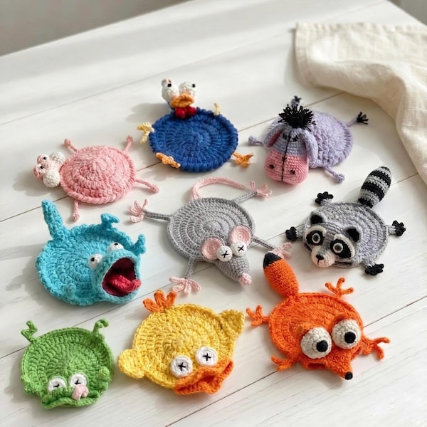 Funny Animal Crochet Coaster | Handmade Cute Mug Rug | Kawaii Drink Coaster | Custom Color Coaster | Gift for Best Friend | Lizard Coaster