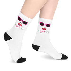 Halflange sokken van polyester met print: leuk fashionstatement, één maat