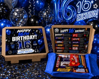 16th Birthday  Celebration Chocolate Box for a Boy or Girl