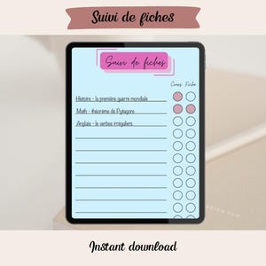 Template à télécharger pour imprimer ou compléter - Suivi de fiches - aesthetic printable
