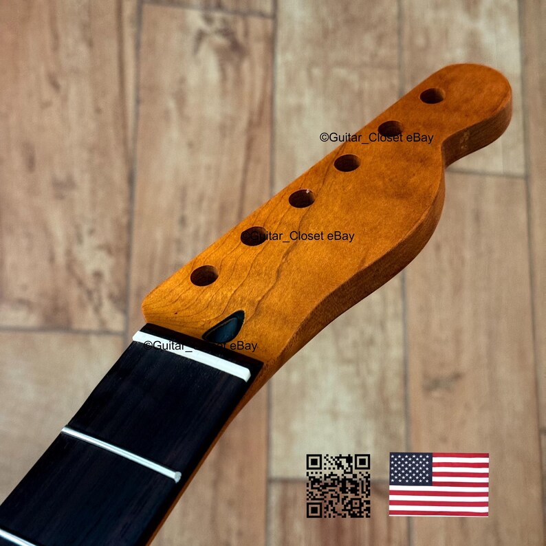 ギタークローゼット ローステッドフレイムメイプル ローズウッド指板 テレキャスター用ギターネック フェンダーオールパーツ＆ウォーモスボディ 2TRI対応 画像 5