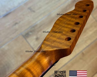 ギタークローゼット ローステッドフレイムメイプル ローズウッド指板 テレキャスター用ギターネック フェンダーオールパーツ＆ウォーモスボディ TR22BQ