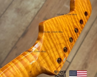 Guitar Closet 12” Radius Flame Maple  Guitar Neck for Strat Stratocaster fits Fender Warmoth bodies fSMK