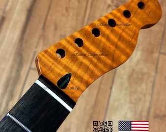 Guitar Closet Roasted Flame Maple Rosewood Fingerboard Guitar Neck for Tele Telecaster fits Fender Allparts & Warmoth bodies TR2B