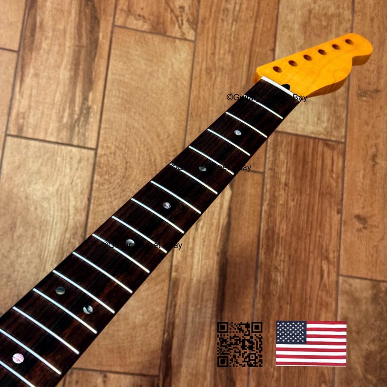 Guitar Closet Mástil de guitarra de acero inoxidable con diapasón de palisandro y radio de 12 pulgadas para Telecaster, compatible con cuerpos Fender Allparts Warmoth fTRH imagen 9