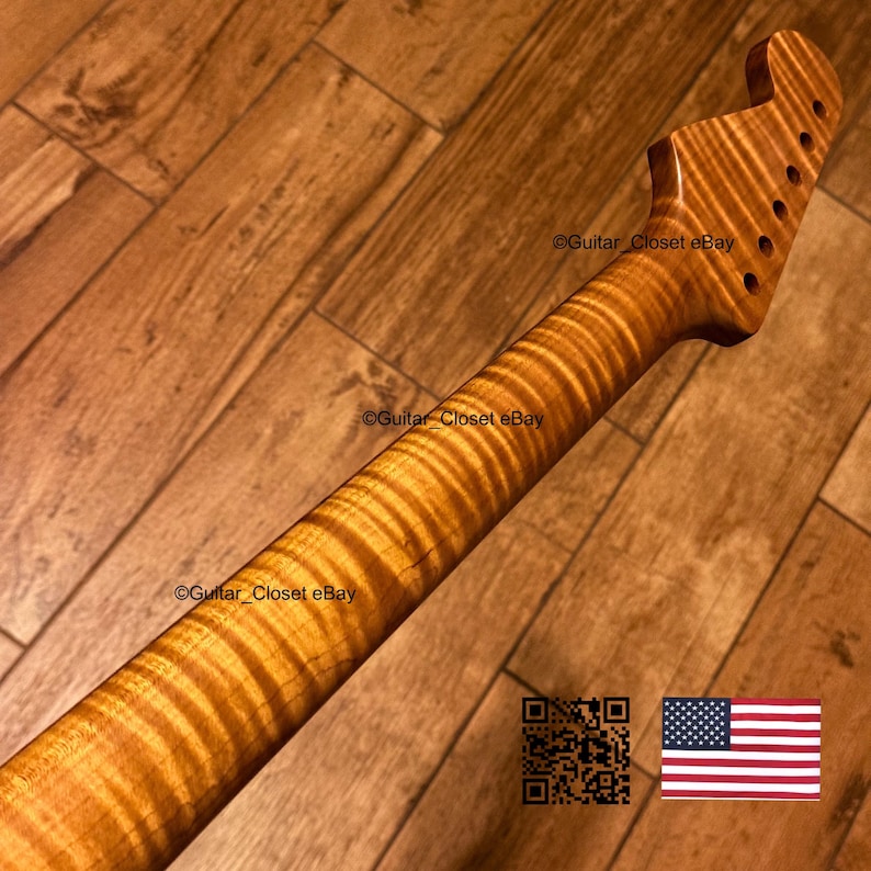 Guitar Closet Roasted Flame Maple Guitar Neck for Strat fits Allparts & Warmoth Stratocaster bodies 2SMC image 7