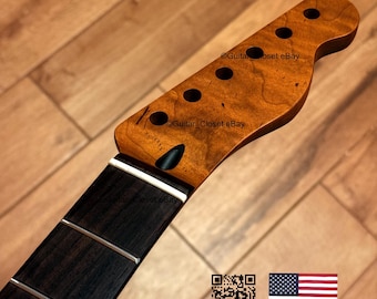 V-vormige Gitaarkast Geroosterde Vlam Esdoorn Palissander Toets Gitaarhals Clapton Tele Telecaster past op Fender Warmoth-body's VsTRF