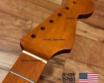 Gitaarkast Vintage Geroosterde Esdoorn Toets 21 Fret Gitaarhals Voor Strat Stratocaster Past Fender Allparts Warmoth Body vSML