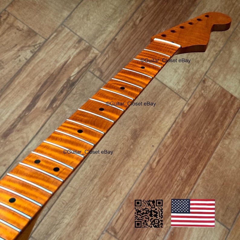 V-Shapes Guitar Closet Roasted Flame Maple Guitar Neck for Strat Stratocaster Clapton fits Fender Allparts & Warmoth bodies VsSMD image 7