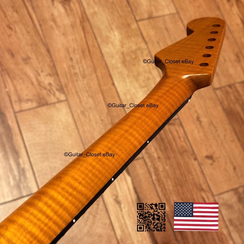 V-shaped Guitar Closet Roasted Flame Maple Rosewood Fingerboard Guitar Neck Clapton Strat Stratocaster fits Fender Warmoth bodies VsSRE image 2