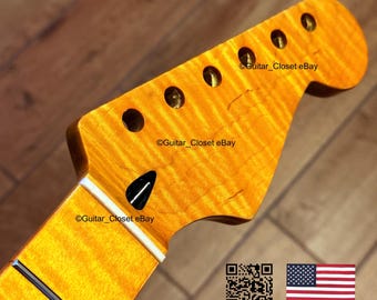 Gitarrenschrank 12” Radius Flame Maple Griffbrett-Gitarrenhals für Synthesizer passend für Fender Allparts Warmoth Bodys fSMP