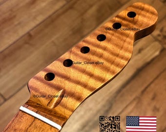 Guitar Closet Roasted Flame Maple  Fingerboard Guitar Neck for Tele fits Allparts & Warmoth Telecaster bodies 2TMB