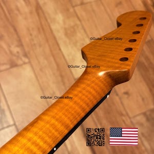 V-shaped Guitar Closet Roasted Flame Maple Rosewood Fingerboard Guitar Neck Clapton Strat Stratocaster fits Fender Warmoth bodies VsSRE image 1