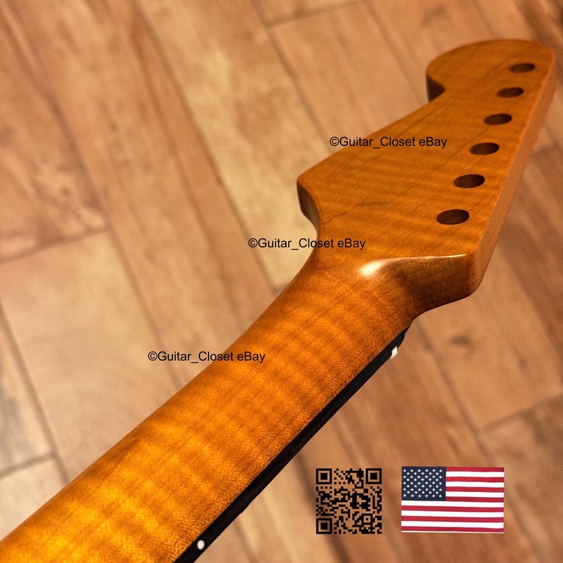 V-shaped Guitar Closet Roasted Flame Maple Rosewood Fingerboard Guitar Neck Clapton Strat Stratocaster fits Fender Warmoth bodies VsSRE image 1
