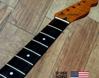 Guitar Closet Roasted Flame Maple Rosewood Fingerboard Stainles Frets Guitar Neck for Tele Telecaster fits Fender Warmoth bodies TR22BH