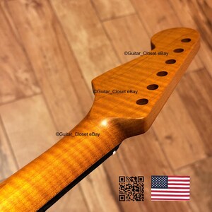 V-shaped Guitar Closet Roasted Flame Maple Rosewood Fingerboard Guitar Neck Clapton Strat Stratocaster fits Fender Warmoth bodies VsSRE image 3