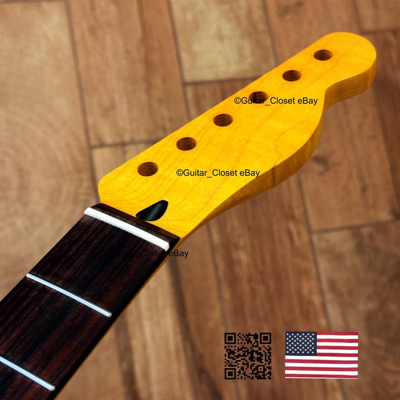 Guitar Closet Mástil de guitarra de acero inoxidable con diapasón de palisandro y radio de 12 pulgadas para Telecaster, compatible con cuerpos Fender Allparts Warmoth fTRH imagen 11