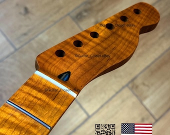 Guitar Closet Roasted Flame Maple  Fingerboard Guitar Neck for Tele Telecaster fits Fender, Allparts & Warmoth bodies TM2G