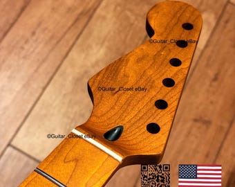 Guitar Closet Left-Handed Roasted Maple Fretboard Guitar Neck for Strat Stratocaster fits Allparts Warmoth reverse LSM1
