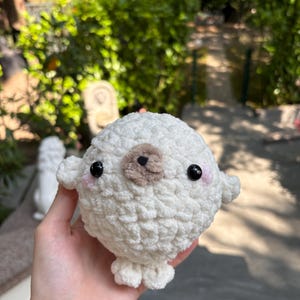 self-crocheted baby seal