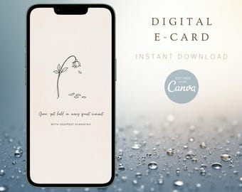 Express Your Condolences with this Minimalist Line Art Sympathy E-Card (Customizable Digital Download)