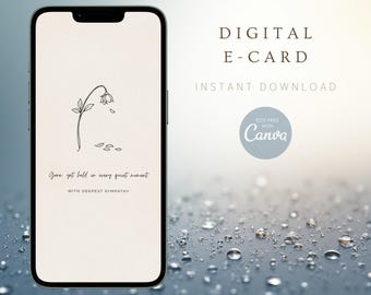 Express Your Condolences with this Minimalist Line Art Sympathy E-Card (Customizable Digital Download)