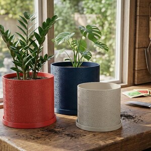 3D Printed Planter Pot "Hexstar" with Tray: Modern Indoor Plant Pot, Small, Medium and Large & Multiple Colors - 2", 3", 4", 5", 6", 7" 8" imagen 8