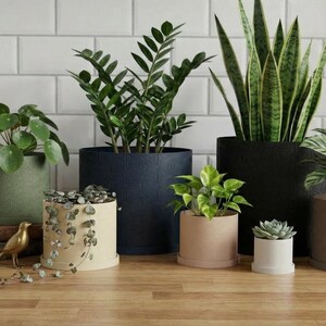 3D Printed Planter Pot "Hexstar" with Tray: Modern Indoor Plant Pot, Small, Medium and Large & Multiple Colors - 2", 3", 4", 5", 6", 7" 8" imagen 3