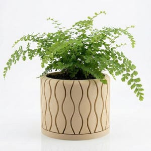 Unique Modern Indoor Planter with Twist to Lock Drainage Tray | Squiggle Pattern Flower Plant Pot | Classic Traditional Greenery Garden