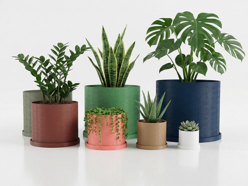 3D Printed Planter Pot "Hexstar" with Tray: Modern Indoor Plant Pot, Small, Medium and Large & Multiple Colors - 2", 3", 4", 5", 6", 7" 8" imagen 10
