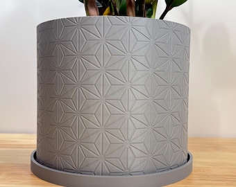 3D Printed Planter Pot "Hexstar" with Tray: Modern Indoor Plant Pot, Small, Medium and Large & Multiple Colors - 2", 3", 4", 5", 6", 7" 8"