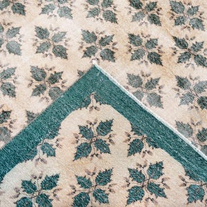7x10 Vintage Rug, Anatolian Boho Rug, Green Floral Rug, Oushak Turkish Rug, Large Living Room Rug, 6'7" x 10'2" image 18