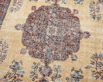 6x10 Vintage Anatolian Rug, Wool Rustic Rug, Boho Living Room Rug, Traditional Oushak Carpet