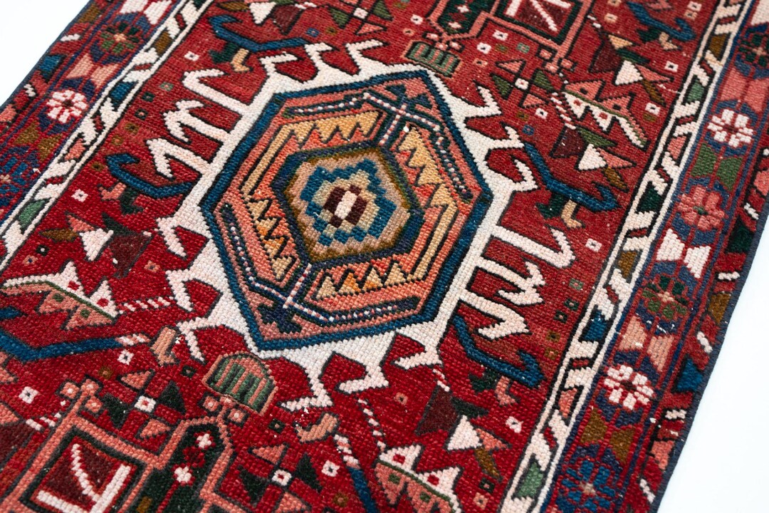 2x11 Vintage Runner Rug, Long Runner, Hallway Rug, Red Area Rug, Wool ...