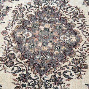6x9 Vintage Rug, Turkish Area Rug, Wool Rug, Hand Knotted Rug, Floral Rug, Living Room Rug, Rustic Carpet, 5&#39;7&quot; x 8&#39;8&quot;